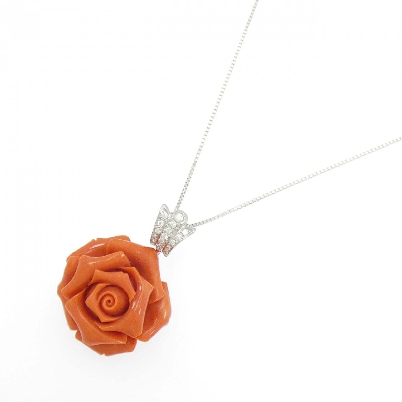 K18WG Rose Coral Necklace - Hàng hiệu Authentic 856921