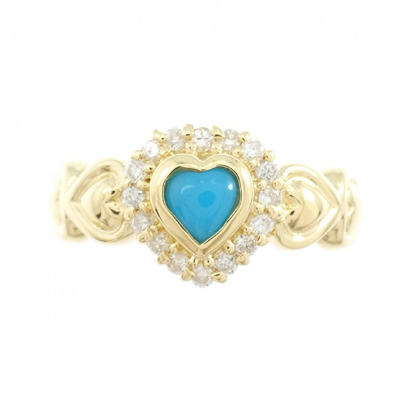 Nhẫn hình trái tim ngọc turquois K18YG - Hàng hiệu Authentic 853240
