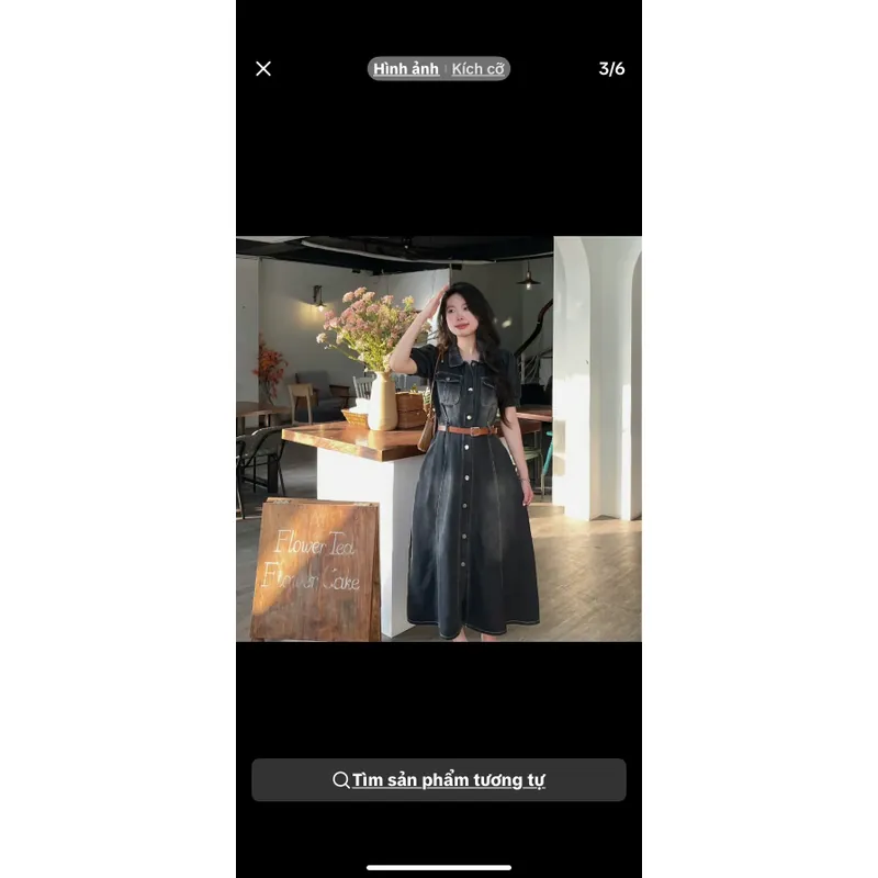 Váy jean khuy trước cổ sơ mi nữ 698030