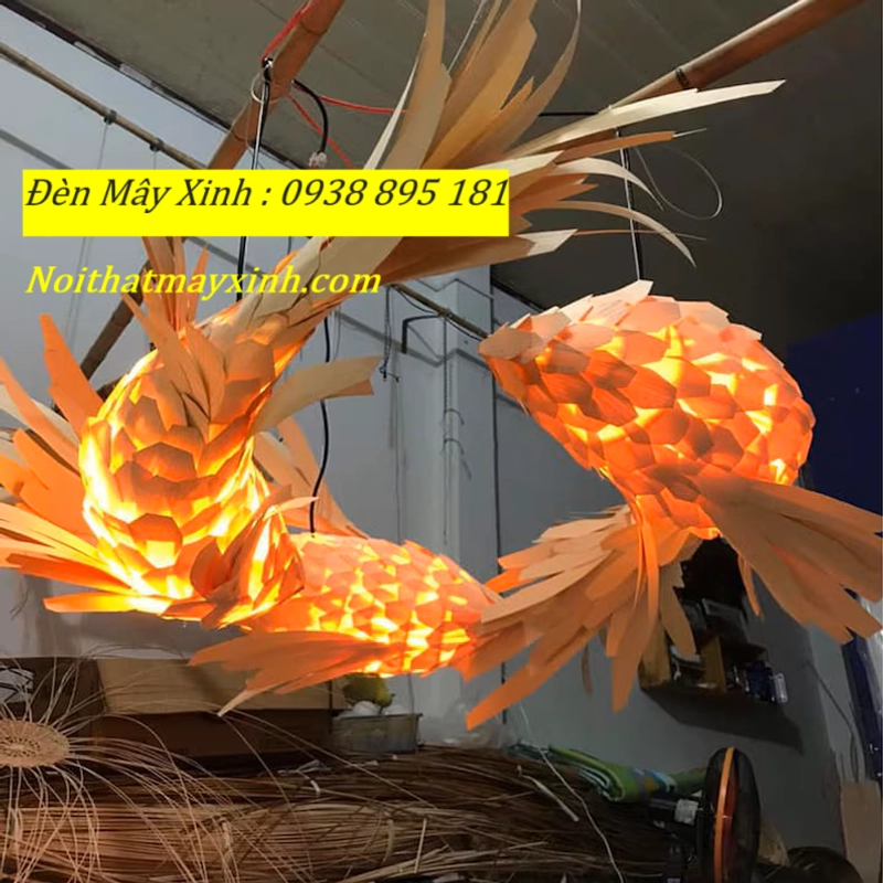 Xưởng làm đèn mây hình cá độc đáo, đèn cá bằng mây tre đan 551292