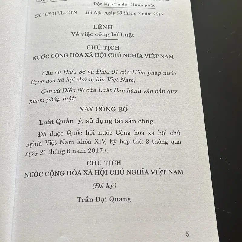 Luật Quản lý sử dụng tài sản công 2017 1029295