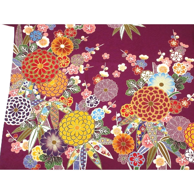 Áo kimono tay dài với thêu chế tác Yūzen - Hàng hiệu Authentic 878143