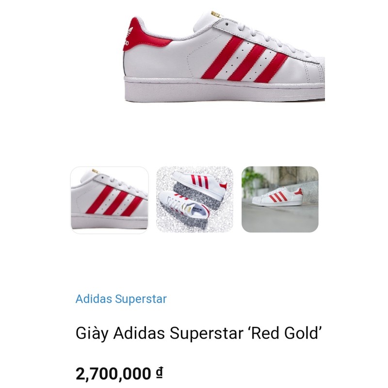 Giày Adidas Super Star Red Gold chính hãng mới 90% pass giảm 70% 97248