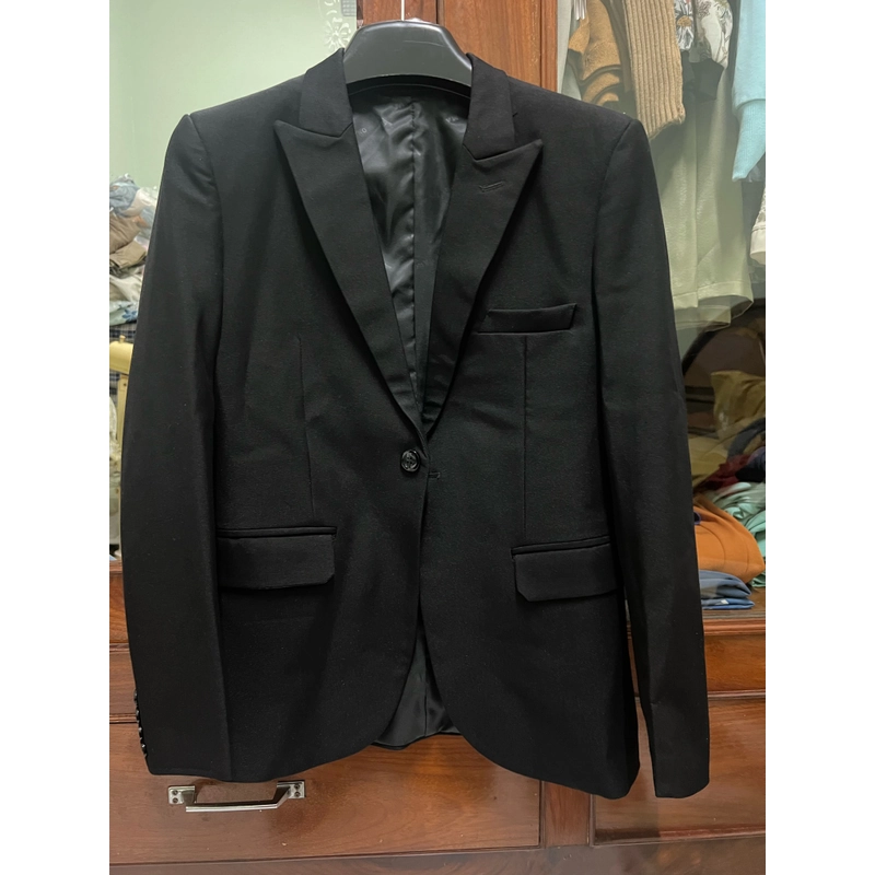 Blazer vest Wanes 1 cúc đen dày dặn 400678