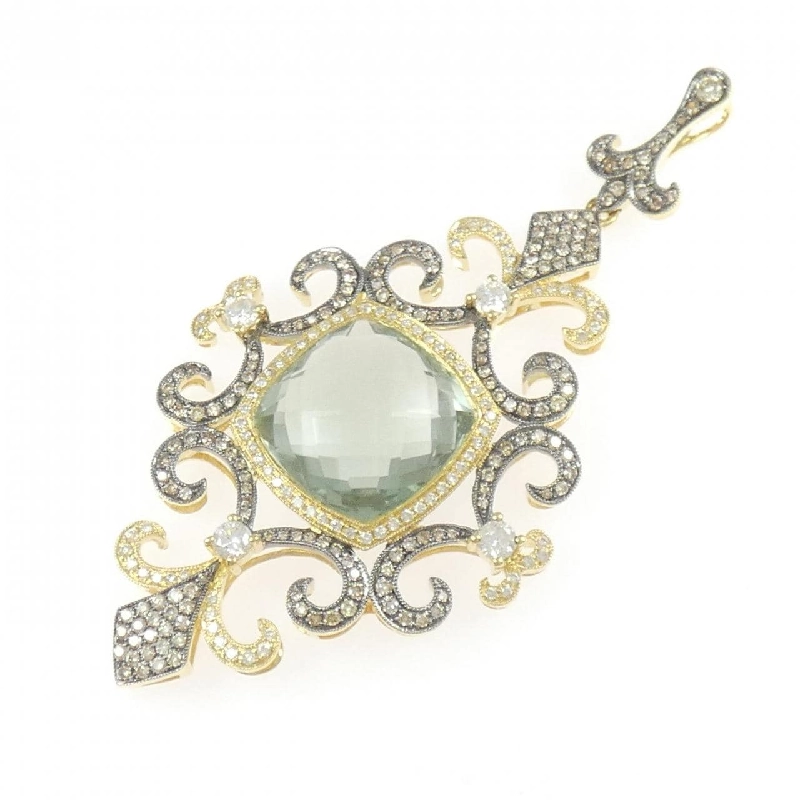 K18YG/K18BG Mặt dây chuyền thạch anh 12.94CT - Hàng hiệu Chính hãng 869626