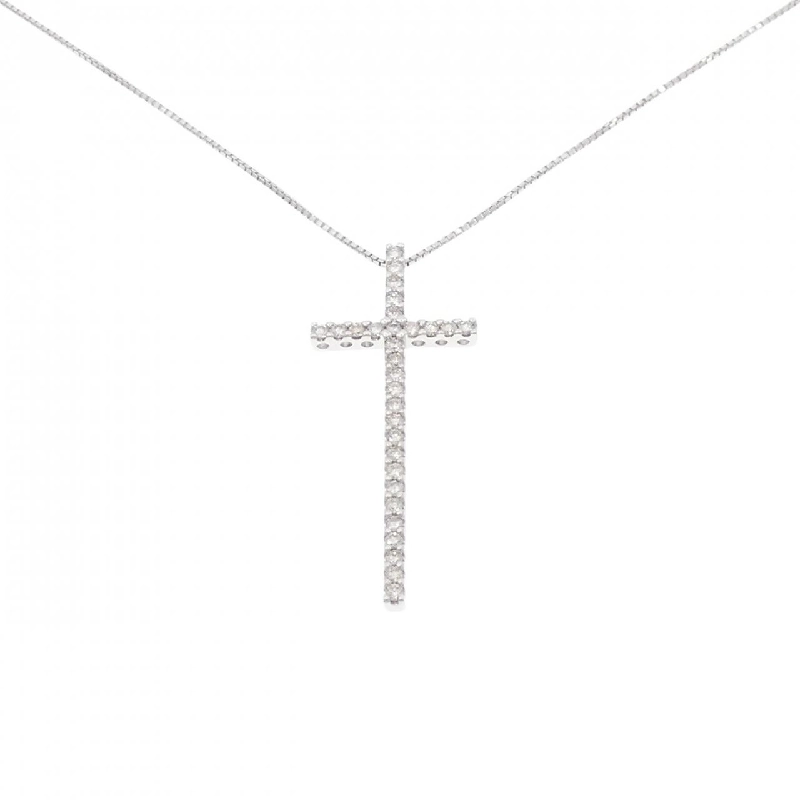 K18WG Dây chuyền kim cương chéo 0.56CT - Hàng hiệu chính hãng 858140