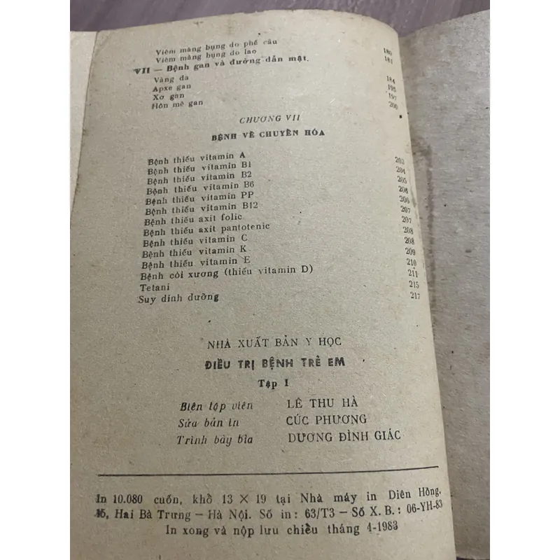 ĐIỀU TRỊ HỌC TRẺ EM tập 1- PHS Chu Văn Tường ; 220 trang; 1983 687570