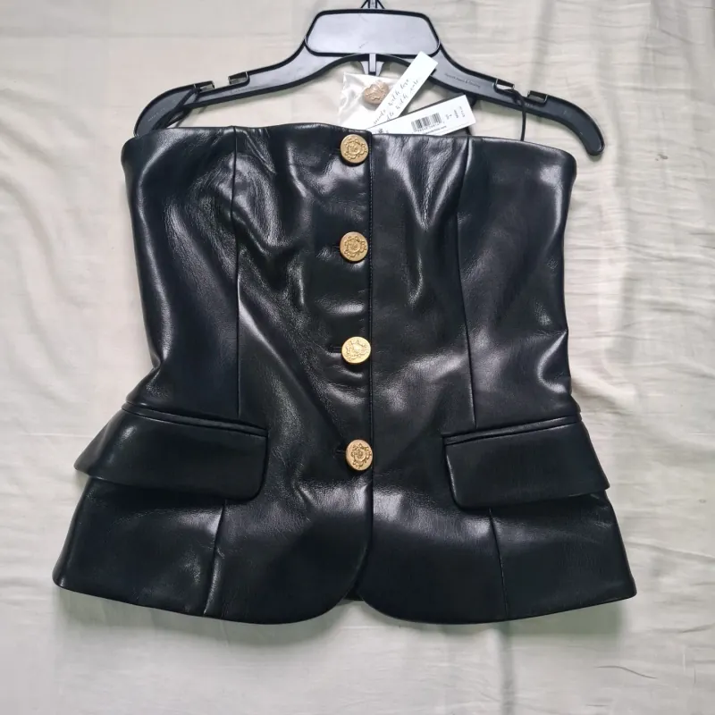 Áo da crotop cao cấp size 4 , màu đen, khóa kéo sau. 750591