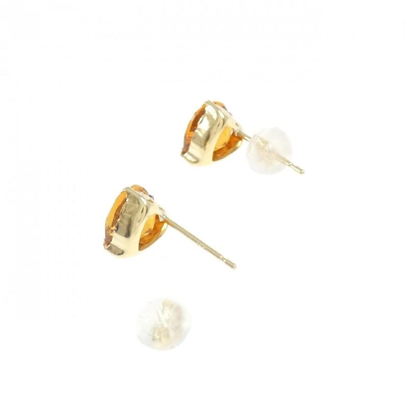K18YG Bông tai Citrine hình trái tim - Hàng hiệu Chính hãng 871051