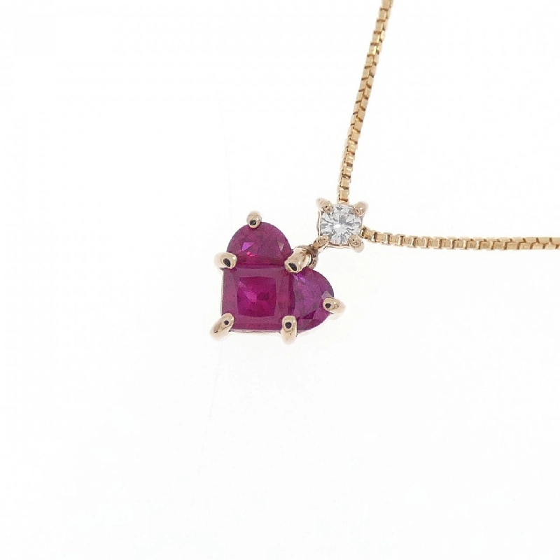 K18PG Mặt Dây Chuyền Hình Trái Tim Đá Ruby - Hàng hiệu Chính Hãng 859478