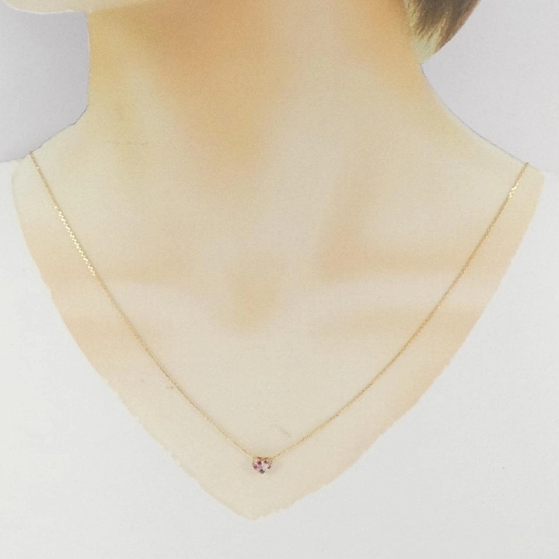 K18YG Dây chuyền đá màu hình trái tim - Hàng hiệu Authentic 859608