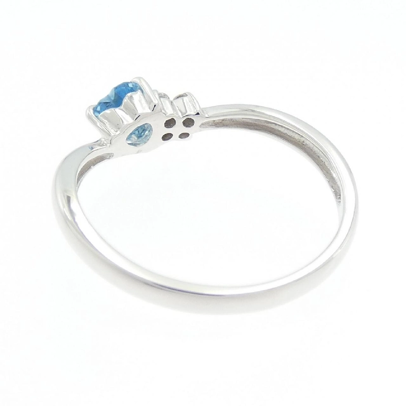 Nhẫn Blue Topaz K14WG Hình Trái Tim × Hoa 668172