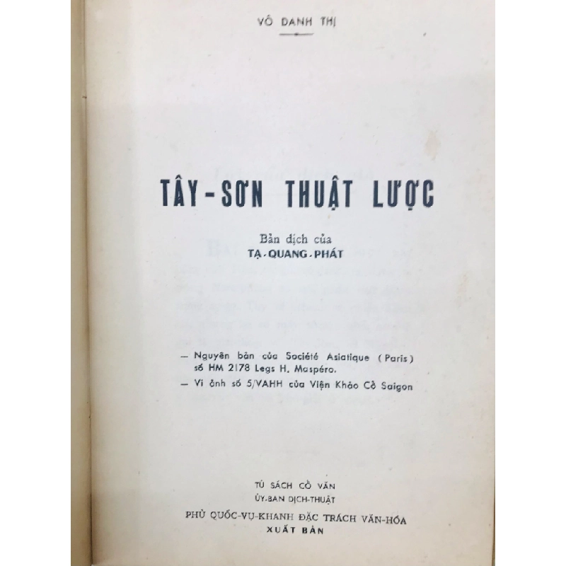 Tây Sơn thuật lược - bản dịch của Tạ Quang Phát ( có phụ  phần nguyên văn chữ hán ) 125298
