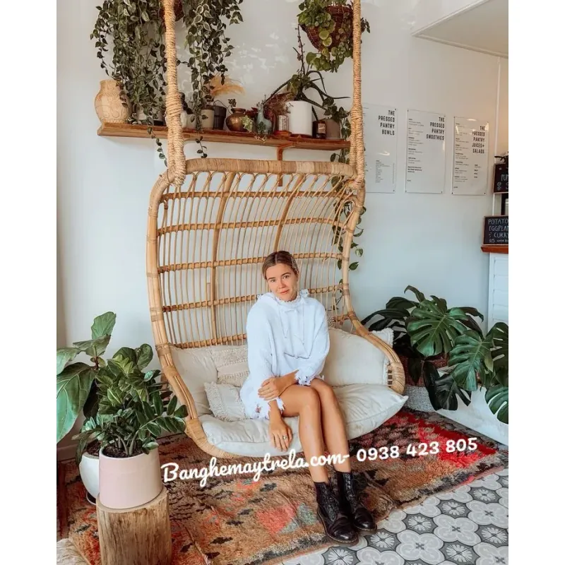 Ghế xích đu đôi mây tre đan 747237