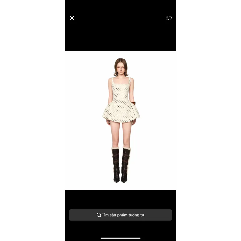 Đầm nữ dáng peplum chấm bi cổ vuông phù hợp đi chơi và dự tiệc 777191