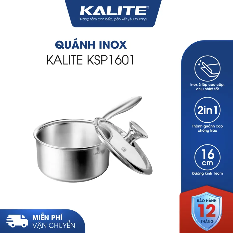 Quánh inox Kalite KSP1601 16cm 3 lớp inox 304 cao cấp, an toàn bền đẹp mới 100% chính hãng 574417