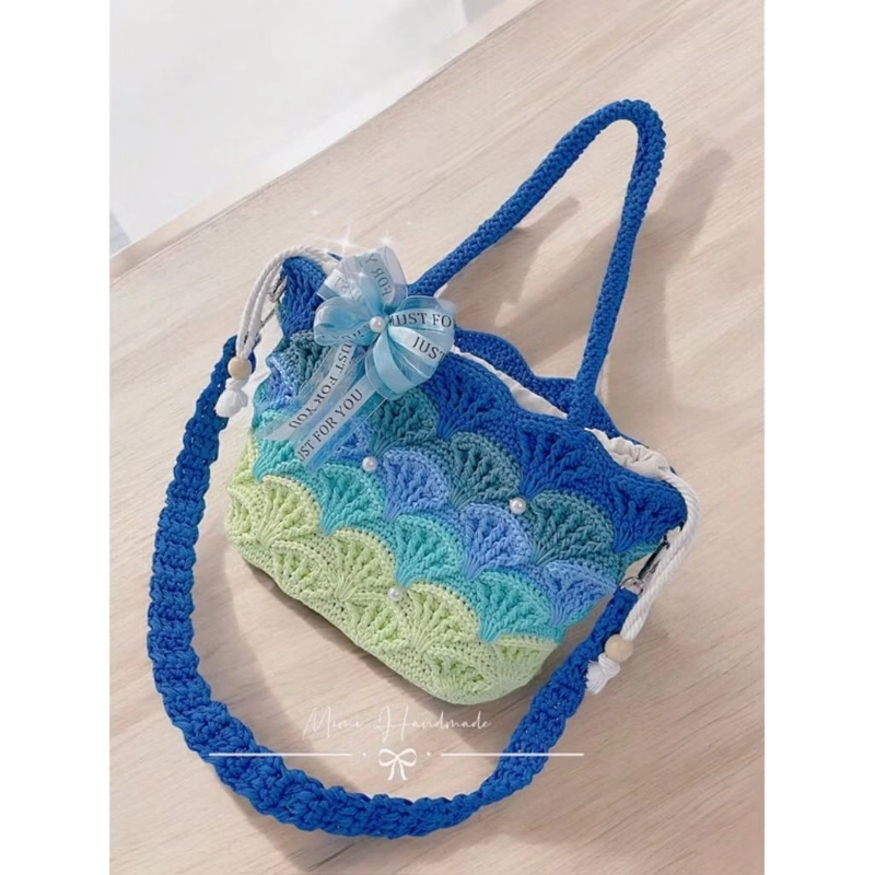 Túi họa tiết vỏ sò bằng len handmade, túi đi biển, đi du lịch, dạo phố 519771