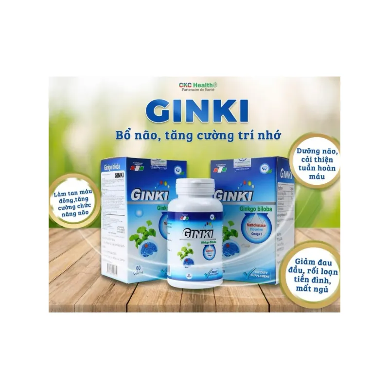 (Hàng CTY mới) Viên uống Ginki-Ginkgo Biloba & Nattokinase nhập khẩu Pháp hộp 60 viên 736048