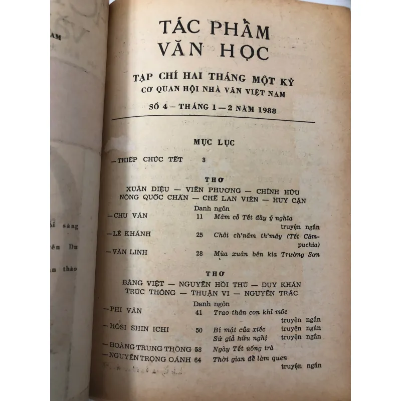 Tạp chí Tác phẩm văn học (Số 4 - 1989) - Hội Nhà văn Việt Nam 762726