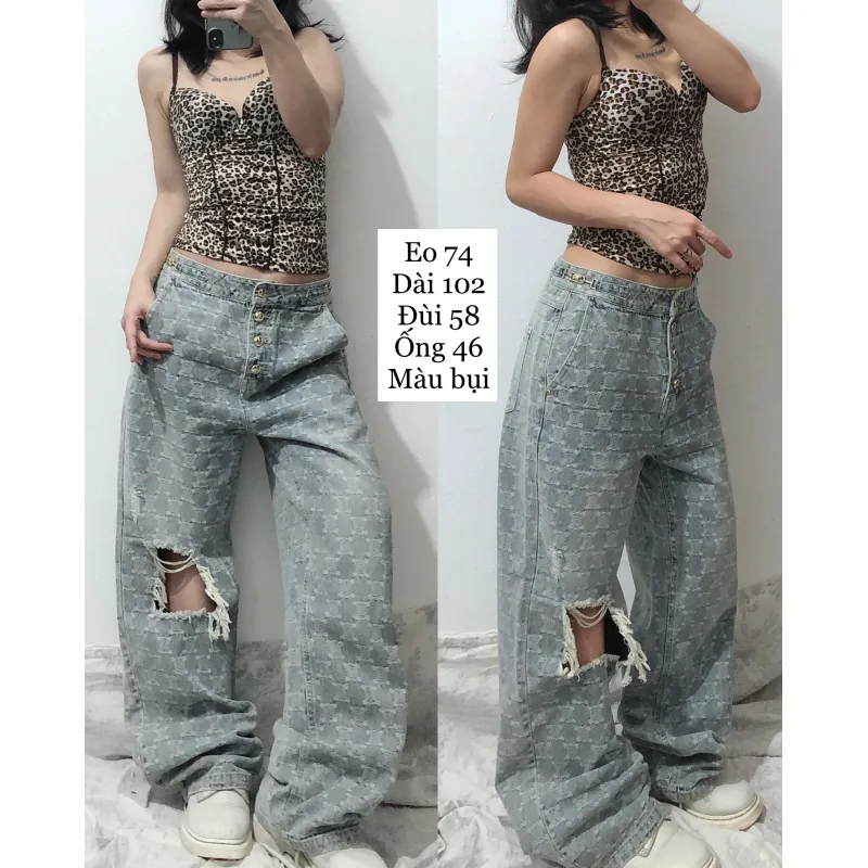 Quần jeans ống suông nữ cá tính 1001433
