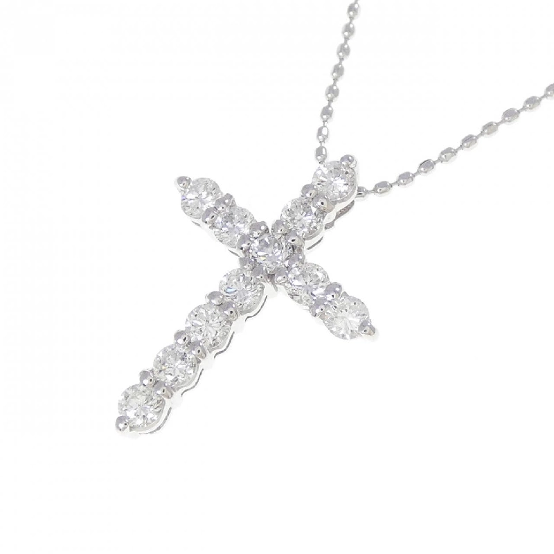 K18WG Dây chuyền kim cương chéo 0.50CT - Hàng hiệu Authentic 858338