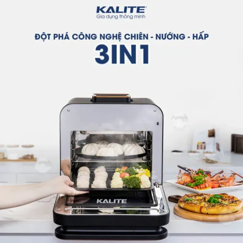 Nồi chiên hơi nước KALITE STEAM PRO 3in1 15L chiên hấp nướng chính hãng mới 100% 573106
