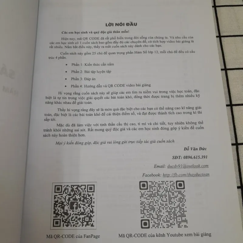 Chuyên đề Lớp 12- Sách Video QR code Tập 1- Hàm số và Vấn đề . Thầy Đỗ Văn Đức 608947