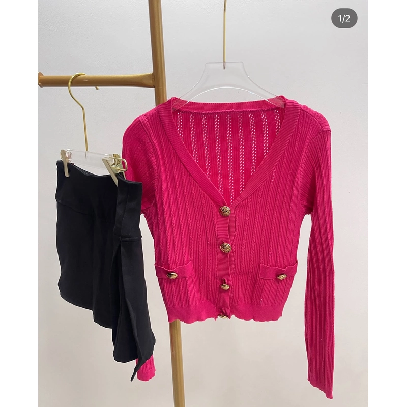 Áo cardigan dệt kim nút vàng QCCC 520897