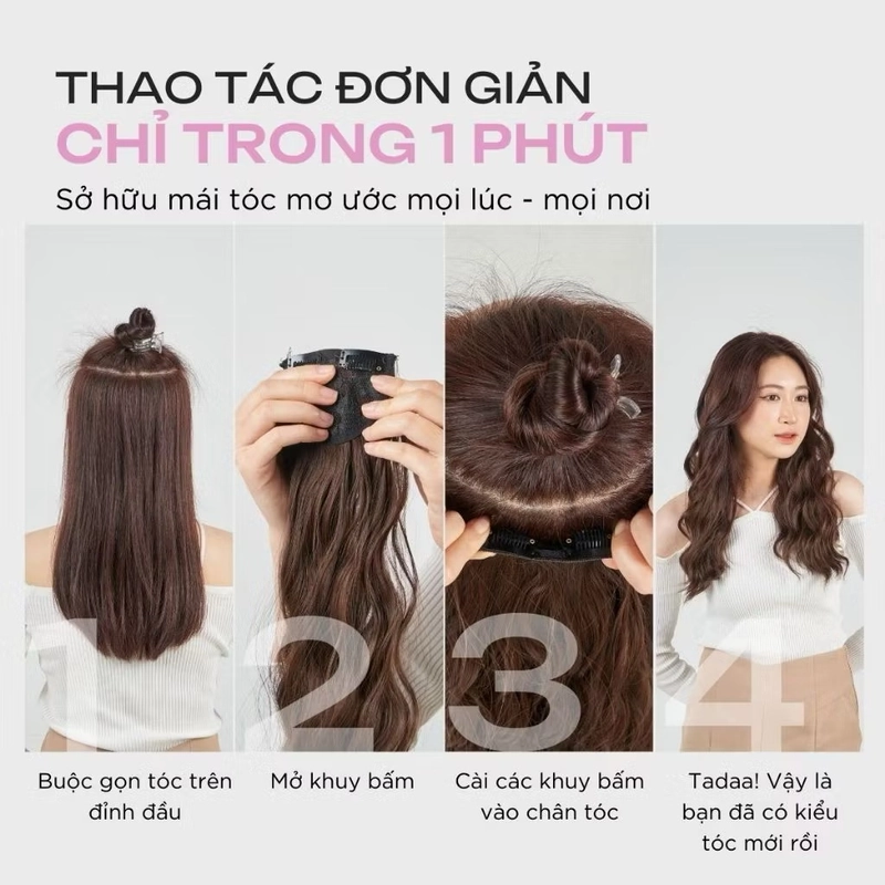 Tóc kẹp màu đen tự nhiên New 519098