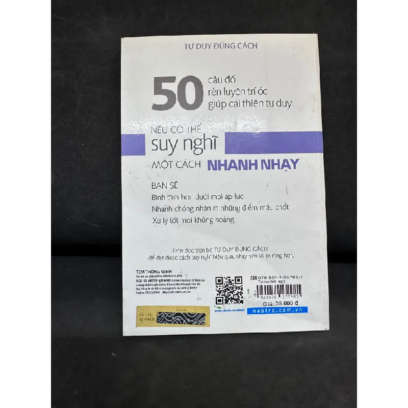 [Phiên Chợ Sách Cũ] 50 Câu Đố Luyện Tập Não Bộ Giúp Bạn Hình Thành Tư Duy Linh Hoạt, Tư Duy Đúng Cách, 2016 1304 433701