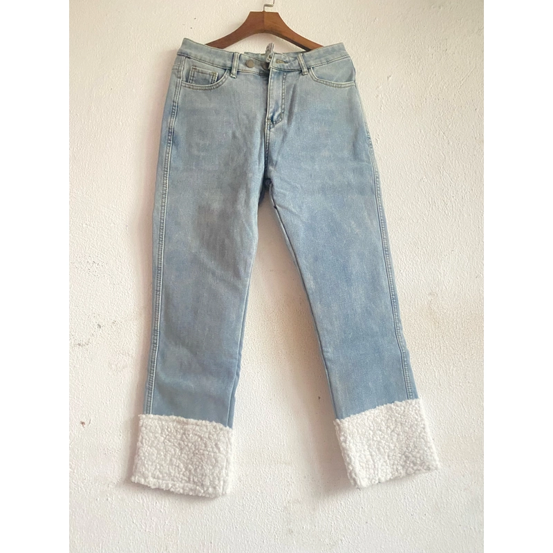 Quần Jeans  ống xuông gấu trần bông 533528