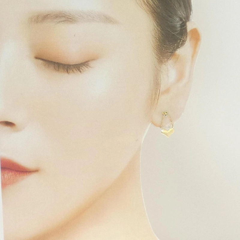 K18YG Heart x Ribbon Earrings - Hàng hiệu Authentic 868586
