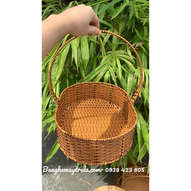 Lẵng oval nhựa giả mây đựng đồ 446578