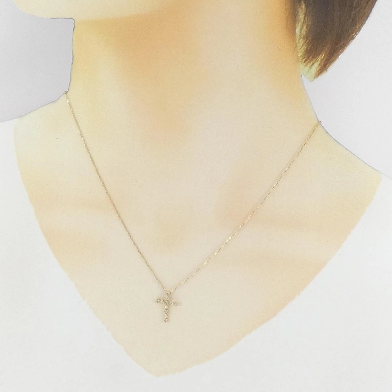 K18YG Dây chuyền kim cương chéo 0.1CT - Hàng hiệu Authentic 862470