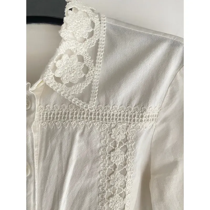 MỚI 99%***ÁO SƠ MI ZARA TRẮNG REN CROPTOP DÀI TAY* REN CÁCH ĐIỆU* TẶNG QUÀ 0Đ FREESHIP 588228