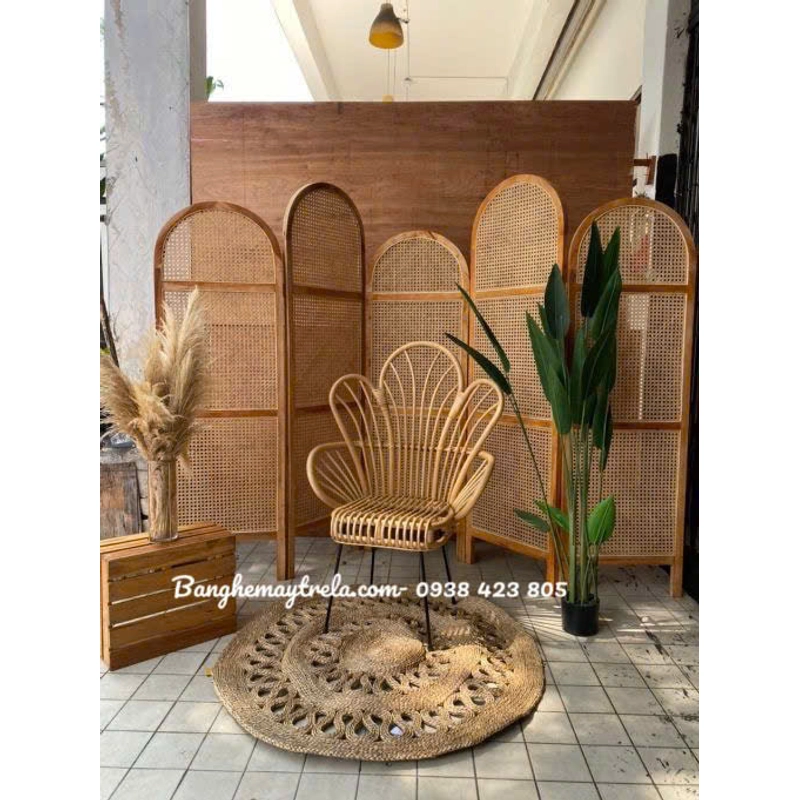 Ghế mây đọc sách chân sắt 444523