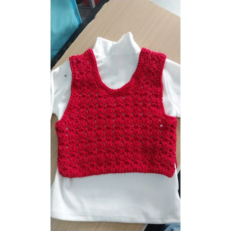 Áo gile len màu đỏ handmade còn mới 751707