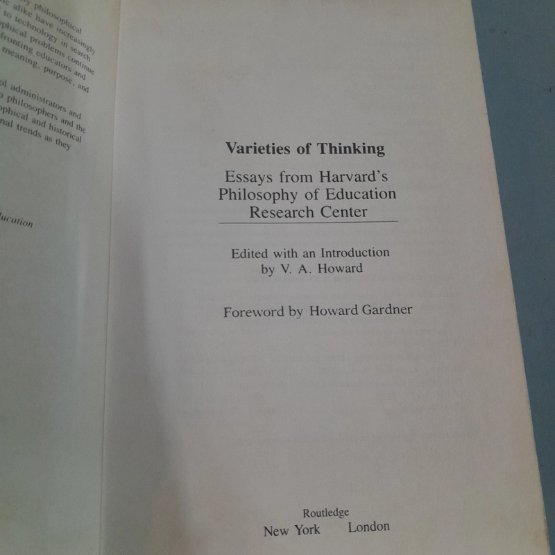 VARIETIES OF THINKING - V.A. HOWARD
 499782