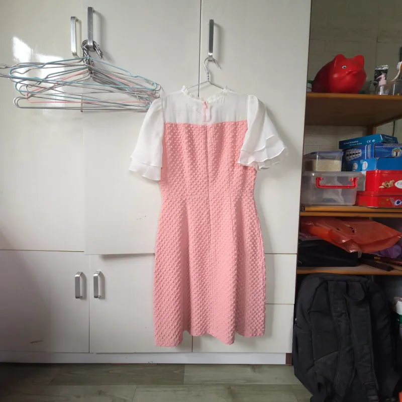 Váy Tay Xòe Điệu 2 lớp Cổ nơ đẹp 1006204