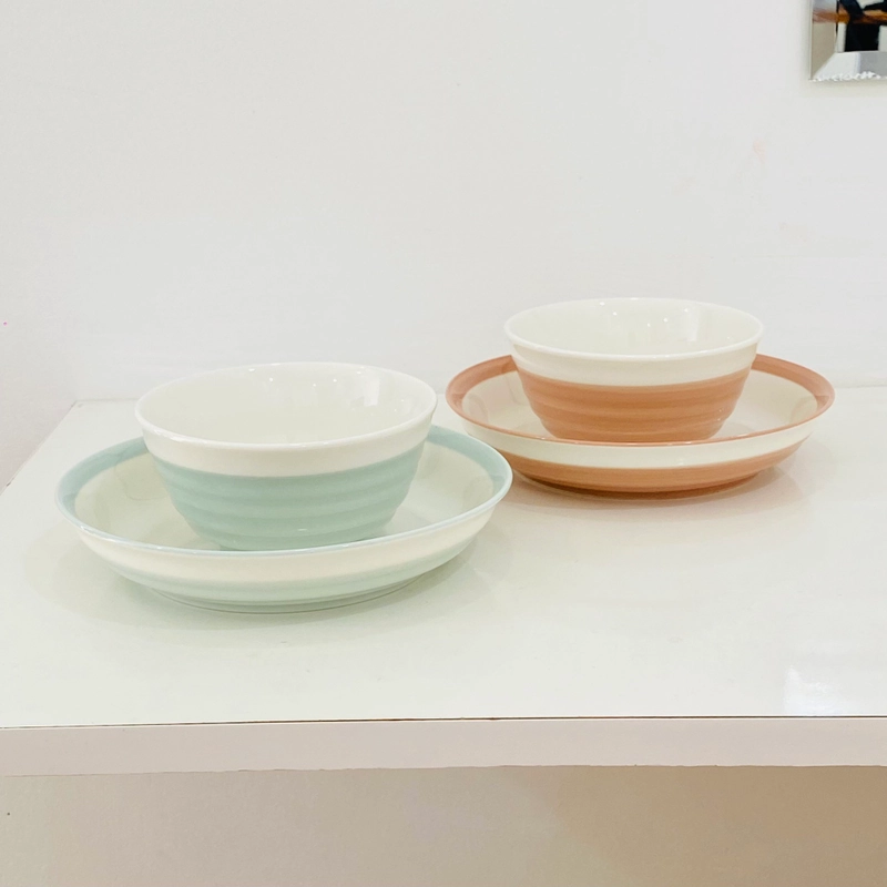 DAISO - 2 Bộ Chén Đĩa Pastel 469951