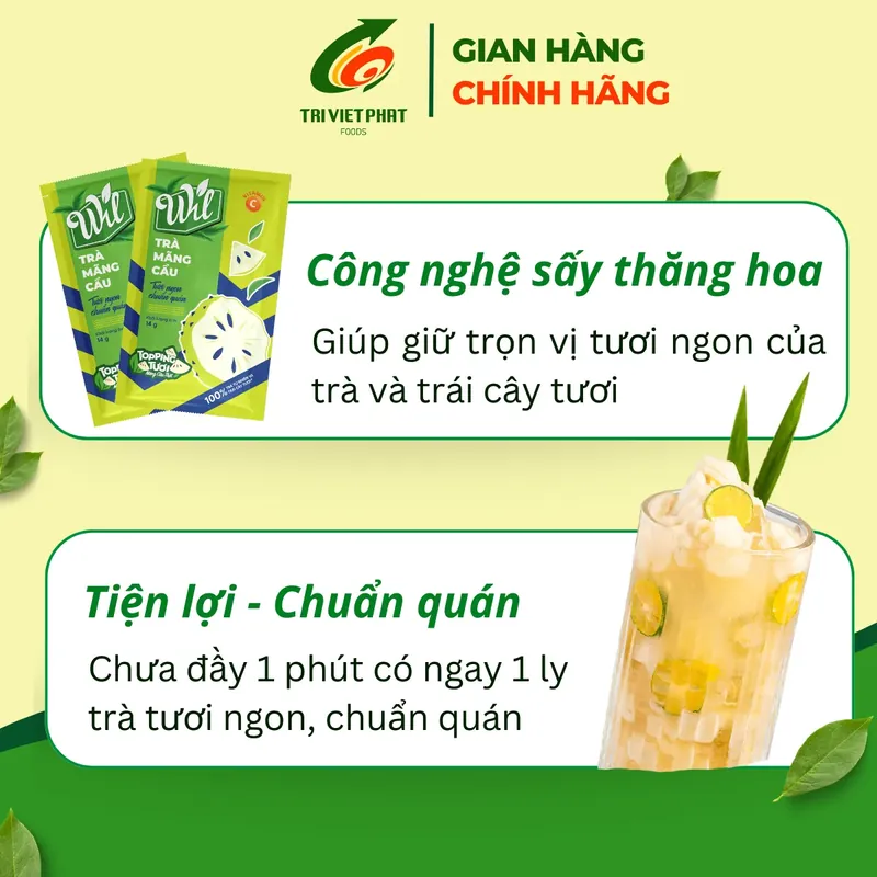Trà mãng cầu Wil, 140g (5 gói x 14g, topping trái cây tươi)  720588
