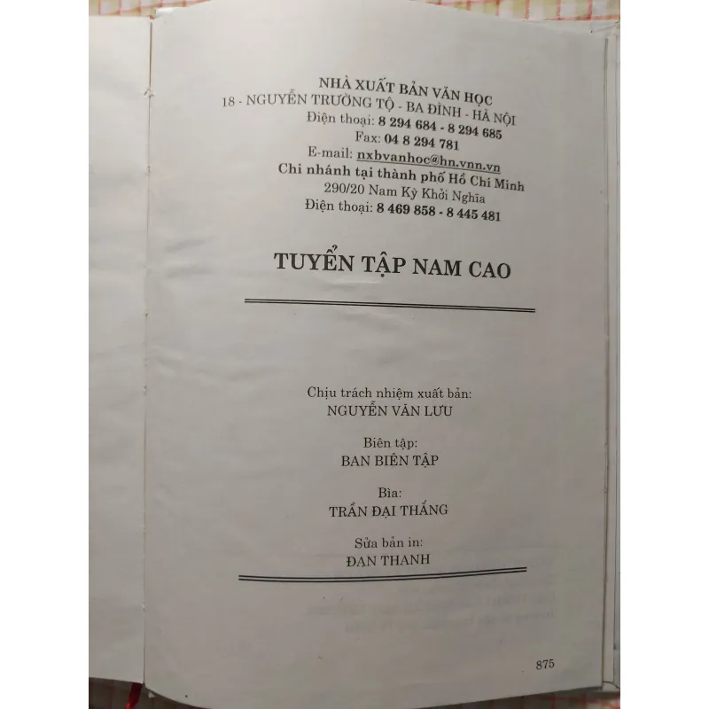 TUYỂN TẬP NAM CAO • NXB Văn Học • BÌA CỨNG 750792