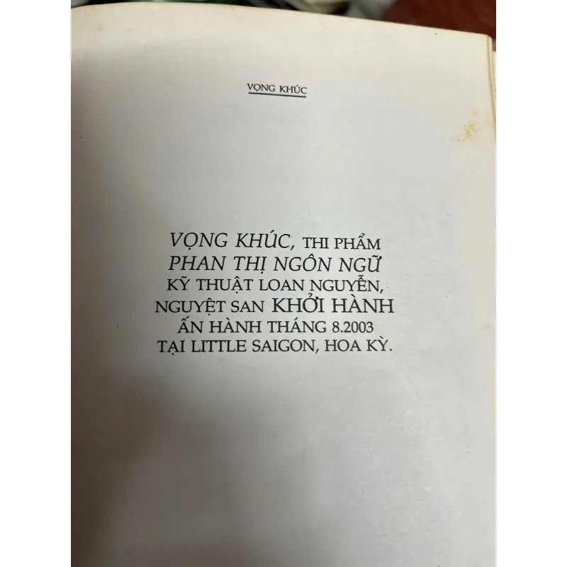 Vọng Khúc - Phan Thị Ngôn Ngữ - Văn học hải ngoại - có chữ ký tác giả 1045177