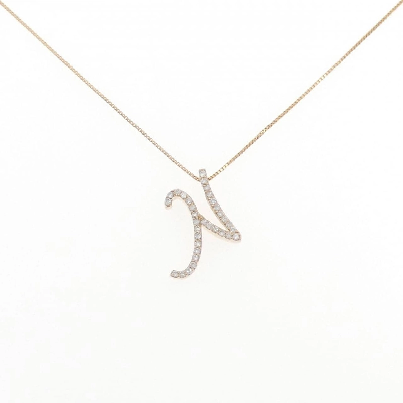 K18PG Chữ cái N Dây chuyền kim cương 0.17CT - Hàng hiệu Chính hãng 860865