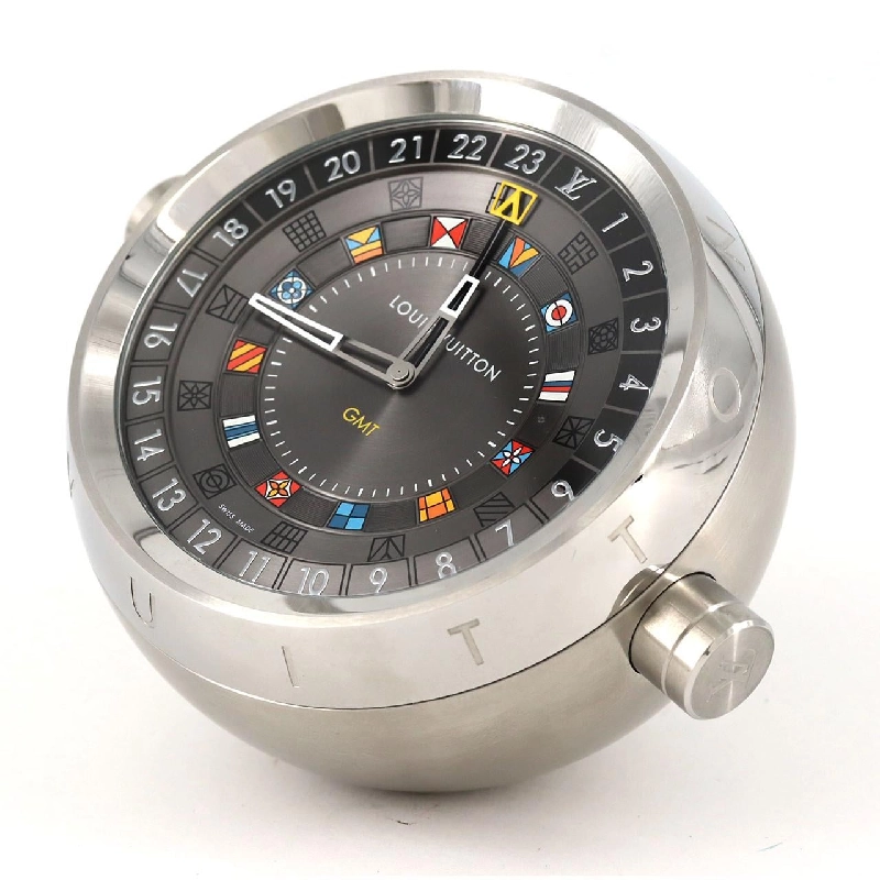 Đồng hồ bàn Louis Vuitton Tambour Dual Time Table Clock Trunk Q1Q030 SS Quartz - Hàng hiệu Authentic 876167