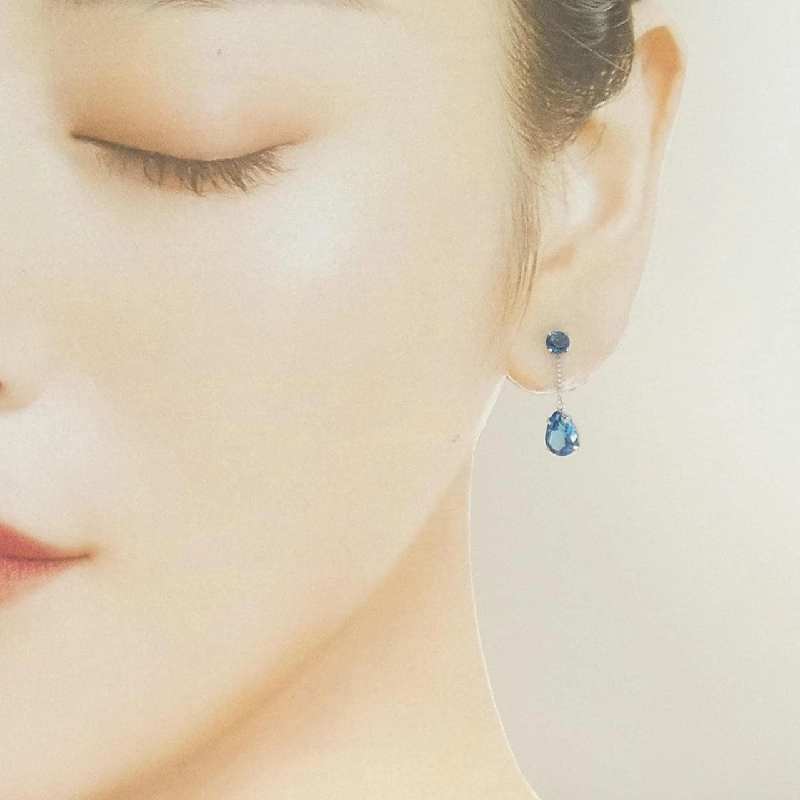 K18WG Blue Topaz Bông Tai 2.80CT - Hàng hiệu Chính hãng 873659