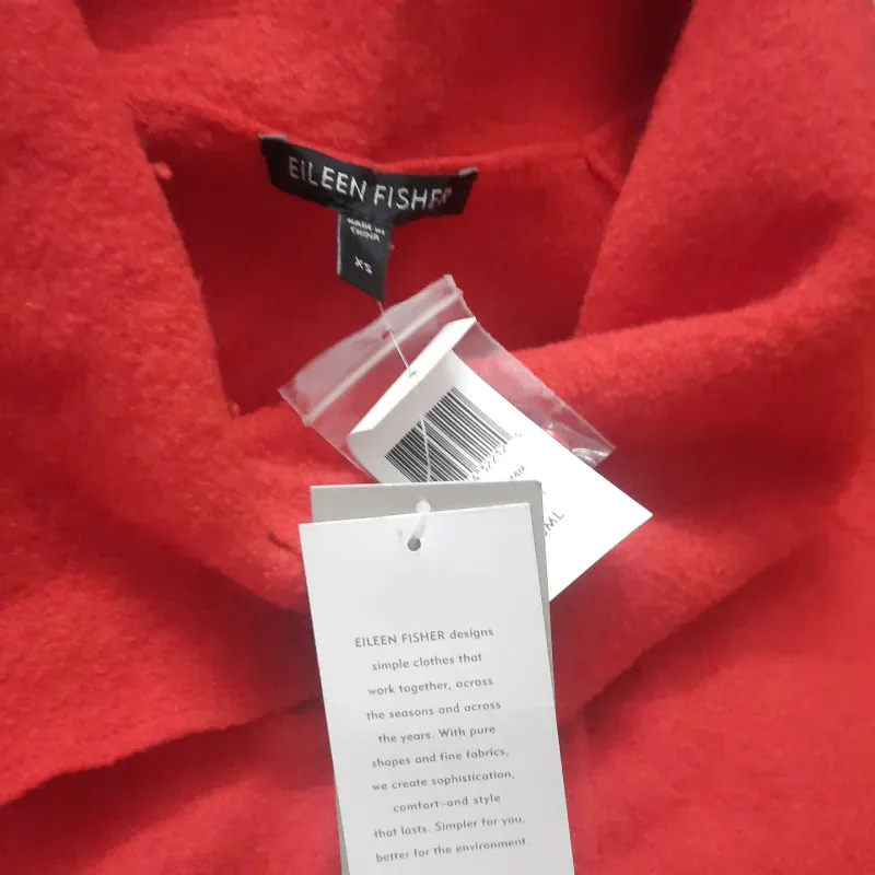 Áo khoác nỉ dạ  size xs nữ màu đỏ cam thiết kế của eileen fisher 754977