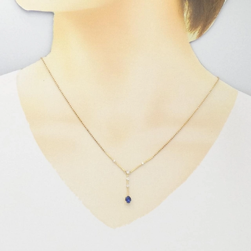 K18YG Sapphire Necklace 0.48CT - Hàng hiệu Authentic 859070