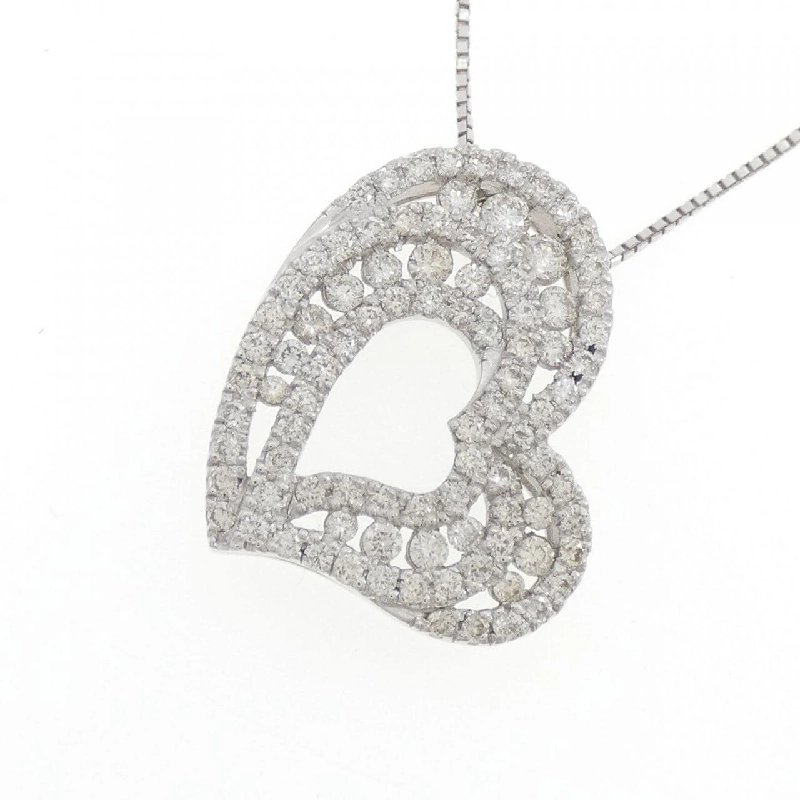 K18WG Dây chuyền kim cương hình trái tim 0.90CT - Hàng hiệu Chính hãng 867550