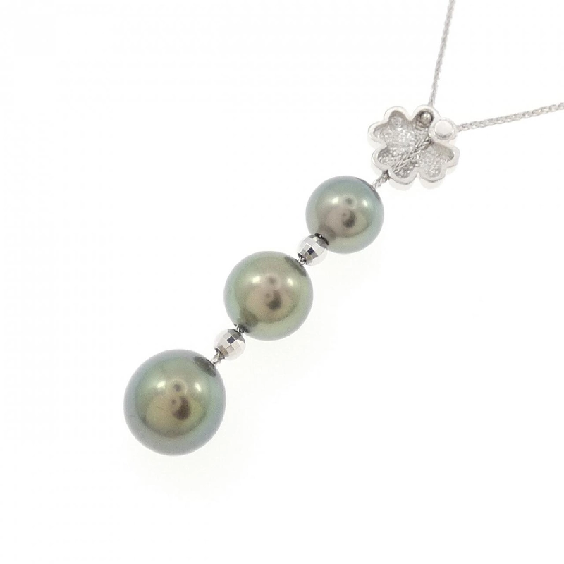 K18WG Cỏ ba lá Ngọc trai đen Dây chuyền - Hàng hiệu Chính hãng 861291